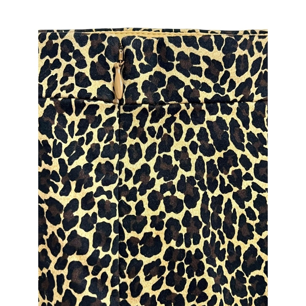 J. Crew Skirt Womens‎ 12 Brown Leopard Print Knee Length Pencil Lined Stretch - Picture 3 of 6